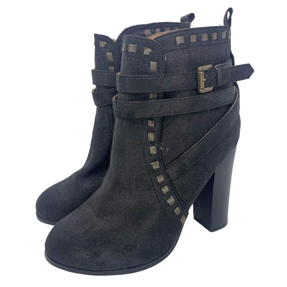 VENUS | Black | Studded Boots | Heeled Bootie | Strappy | 9.5